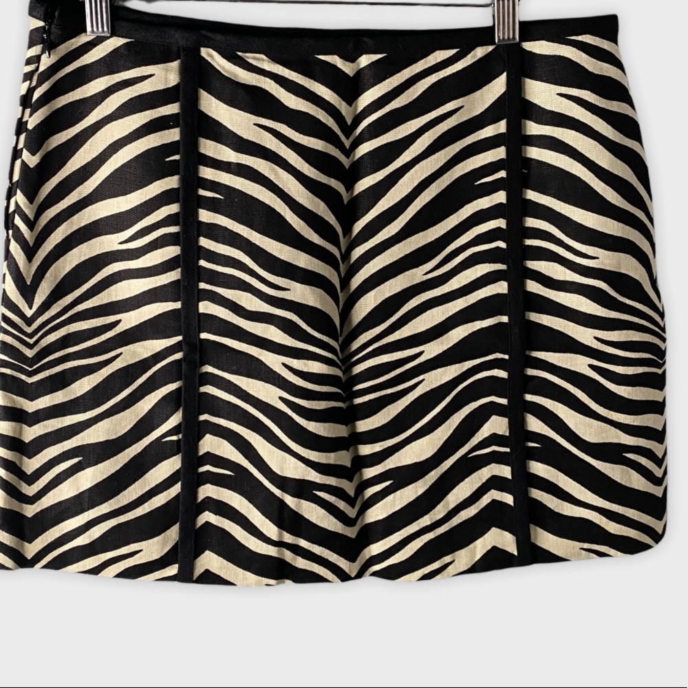 J. Crew zebra print lined 100% linen mini skirt size 10 - Picture 1 of 3